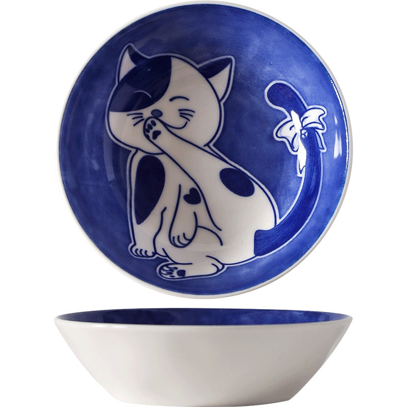 Creative and cute ceramic cat dipping dish for home use - perfect for restaurants, hotels, hot pot, seasoning, and snacks. adorable cat plate