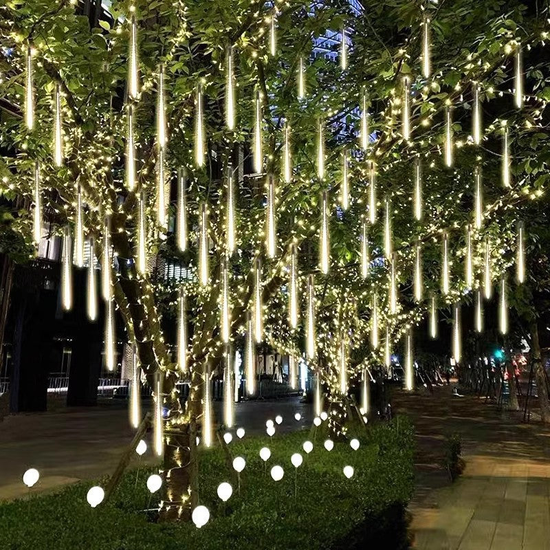 LED meteor shower light string Outdoor waterproof solar light Street lighting project Garden hanging tree decorative light