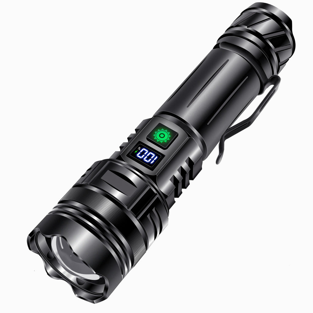 Douyin hot-selling new white laser super bright flashlight portable flood control emergency self-defense outdoor flashlight one piece