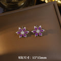 Fall and winternew arrival flash diamond purple snowflake necklace women's earrings ring accessible luxuryniche style design full diamond sweater chain wholesale