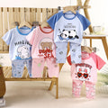 Kids' short-sleeve cotton set: summer t-shirt & pajamas for boys & girls - perfect for home wear and sleepwear