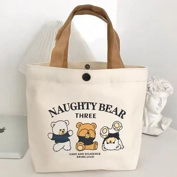 Canvas bag Versatile female student lunch box bag Simple tote bag Small tote bag Office worker rice bag Bento bag Small bag