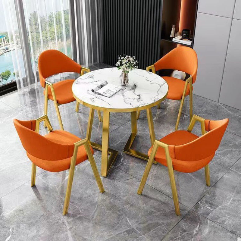 Nordic light luxury negotiation table and chair set - modern minimalist coffee shop/milk tea shop small round table for sales centers and casual reception areas