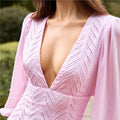 2025 spring/summer elegant slimming lantern sleeve deep v-neck long sleeve cutout fashionable sexy high-waisted mini dress