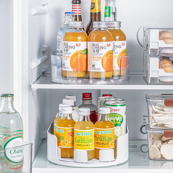 Refrigerator Beverage Storage Rotary Shelf Seasoning Organizing Box Seasoning Tray Wine Turntable Seasoning Tray