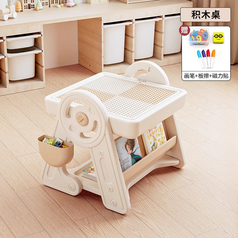 Qiao Le Bear Multifunctional building block table Children's drawing board Large particle puzzle baby toys Boys and girls game table