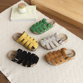 Plus size bag head stripes half slippers women's thick sole soft bottom slip-on outwear sandals plaidk-style birkenstock sandals