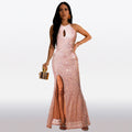 C7273 cross-border fashion women's dress - european & american style,  & , elegant & sexy sequin slit dress