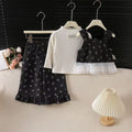 【dropshipping】trendy autumn outfit set for baby girls: cute tank top, suspender top, and wide-leg pants - 3-piece set for early autumn