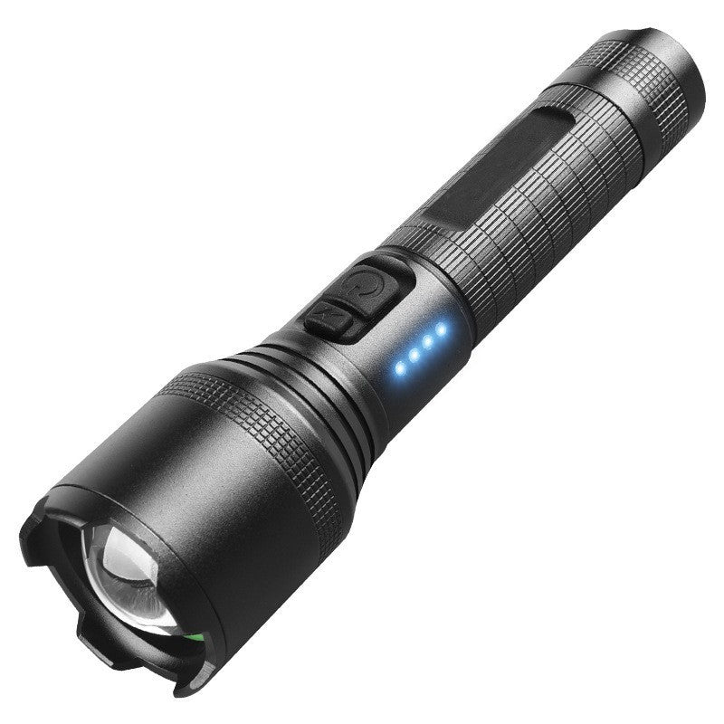 Cross-border wholesale LED flashlight P60 strong light display dual switch USB charging 18650 self-defense waterproof flashlight