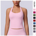 New arrival cross-border seamless pure colorhalter beautiful back tight sports vest sports running fitness yoga wear tops women