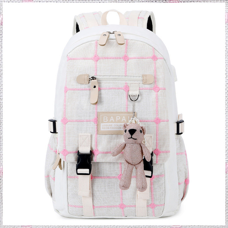 Women's canvas backpack - large capacity travel backpack for students, high school, and middle school