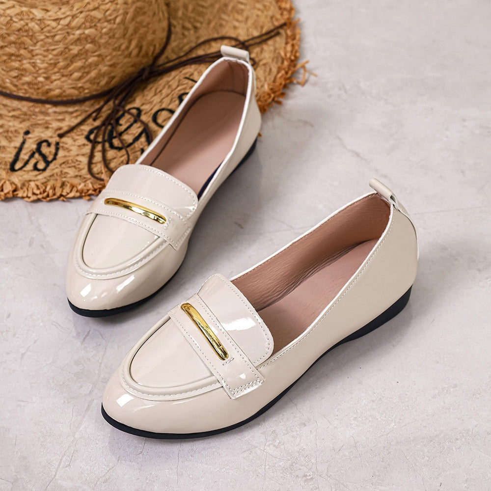 Export flatsplaid lazy flatsautumnew arrival pointed metal chain plus sizecasualflats women