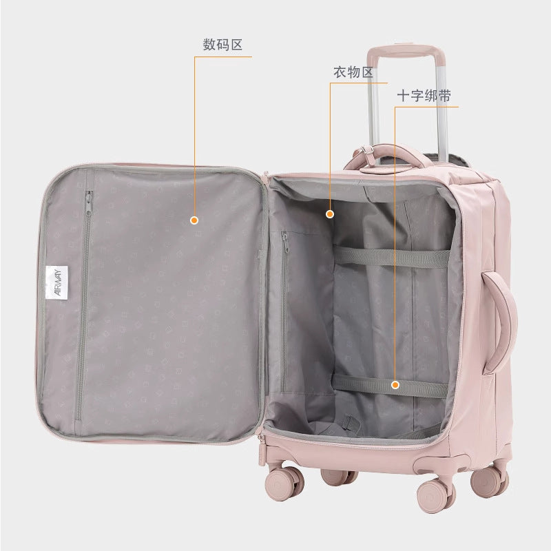 Airway large-capacity suitcase, silent universal wheel tie rod suitcase, 20-inch boarding case, gift box, light