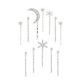 Wholesale alloy electroplated snap hair clips - european & american style cross-border jewelry, moon headwear, unique snowflake layered hair clip set for women