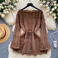Korean style age-defying hollow-out wave pattern knit sweater - women's autumn chic, slimming, versatile, and trendy sweater
