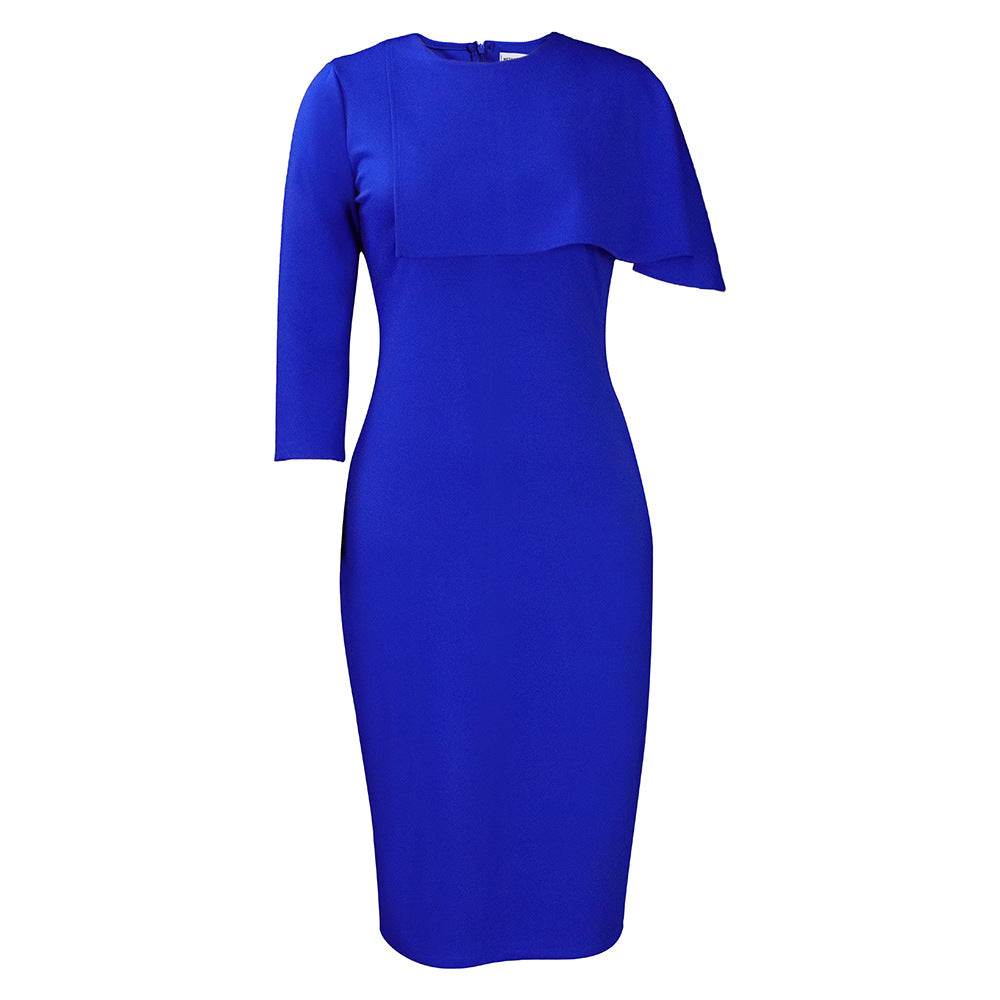 D325 cross-border plus size women's clothing  slim-fit high-waisted ruffle trim elegant commute pencil skirt european and american style dress