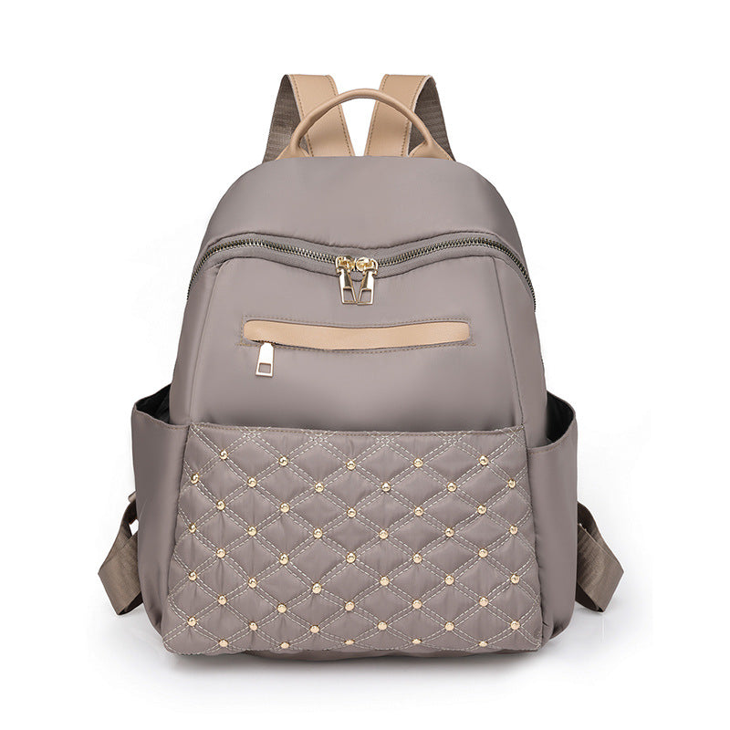 Cross-border wholesale nylon waterproof backpack 2023 new casual simple women's bag large capacity diamond travel backpack