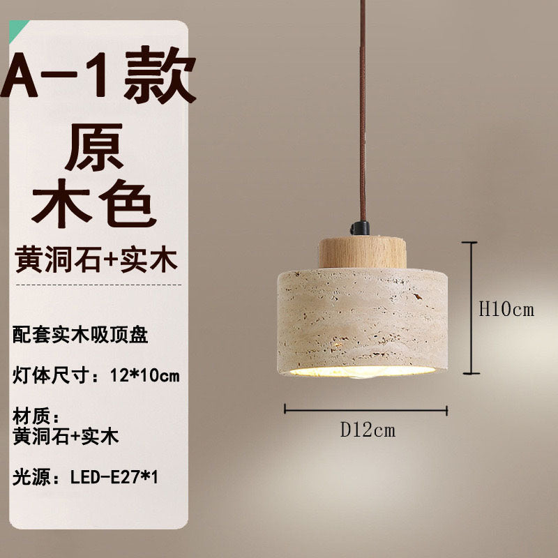 Vintage dining room light Bedroom bedside chandelier Cream wind wabi-sabi wind Bar light Yellow cave stone small decoration minimalist