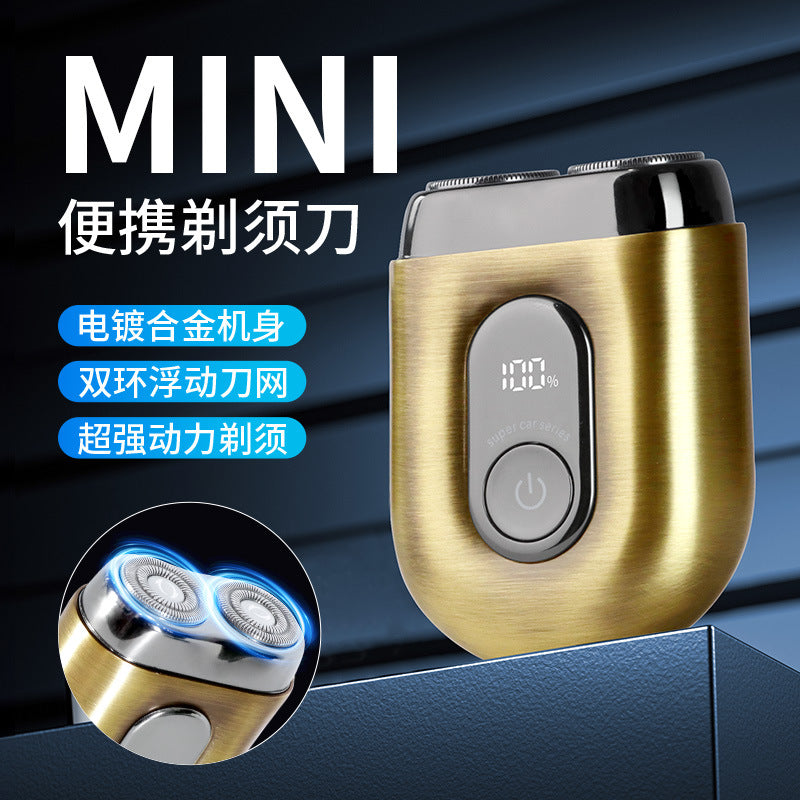 Mini alloy electric shaver - portable, full body waterproof, magnetic dual ring blade head, men's razor, car use