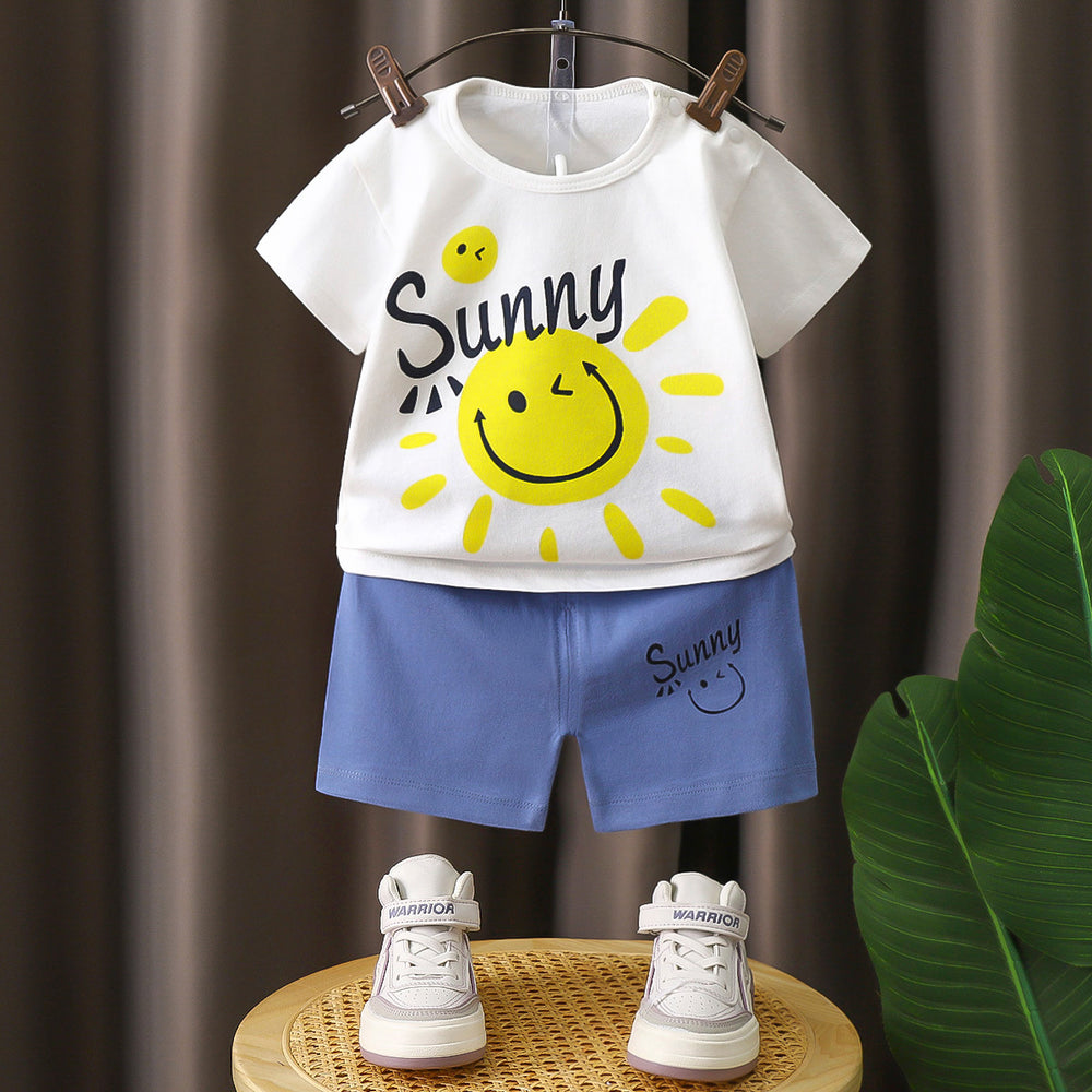 Kids' short-sleeve cartoon cute comfort set - pure cotton class a - boys' summer lightweight t-shirt & girls' clothing - children's apparel