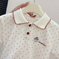 Summer new korean style girls' all-over print heart & dot t-shirt top - stylish & trendy kids' clothing for baby girls