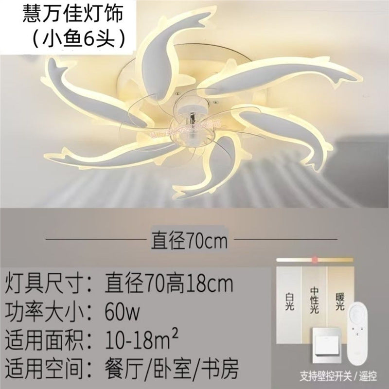 New master bedroom fan light with oscillating fan, restaurant fan light, smart voice-controlled bedroom ceiling fan light