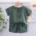 Kids' short-sleeve set: boys' summer cotton linen breathable cross-border southeast asian children's clothing wholesale korean style casual - in stock