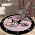 Cute kuromi round rug for living room, computer chair mat for study, foot pad for dressing table in cloakroom, bedside blanket for bedroom