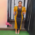 heavy industry hotfix rhinestone color block patchwork dress - african plus size women's elegant commute dress