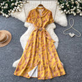 French riviera style halter sleeveless dress - women's summer cinched waist slimming tiered ruffle cake dress
