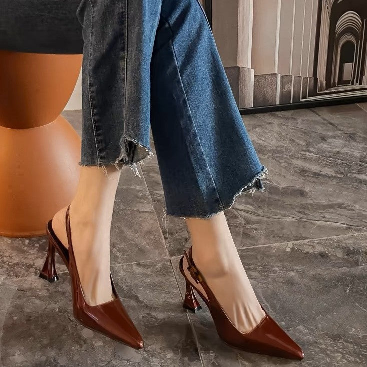 Stiletto heels women's 2025 korean style pointed toe elegant single shoes outerwear date versatile fashion shoes women
