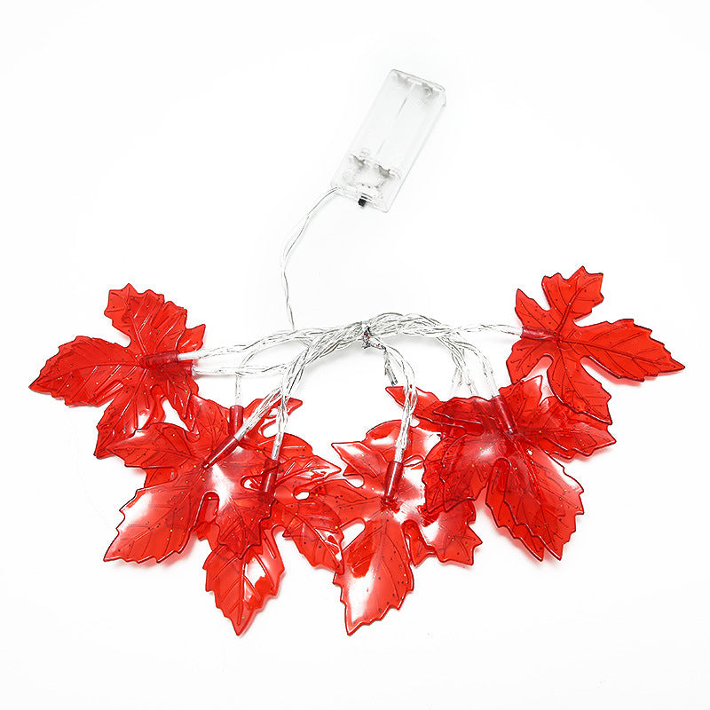 Cross-border led maple leaf light string creative Christmas Thanksgiving battery box lights simulation maple leaf outdoor decorative lights