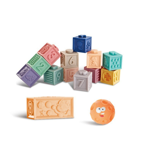Cross-border export baby soft rubber building block educational toys animal digital building block children's early education DIY assembly