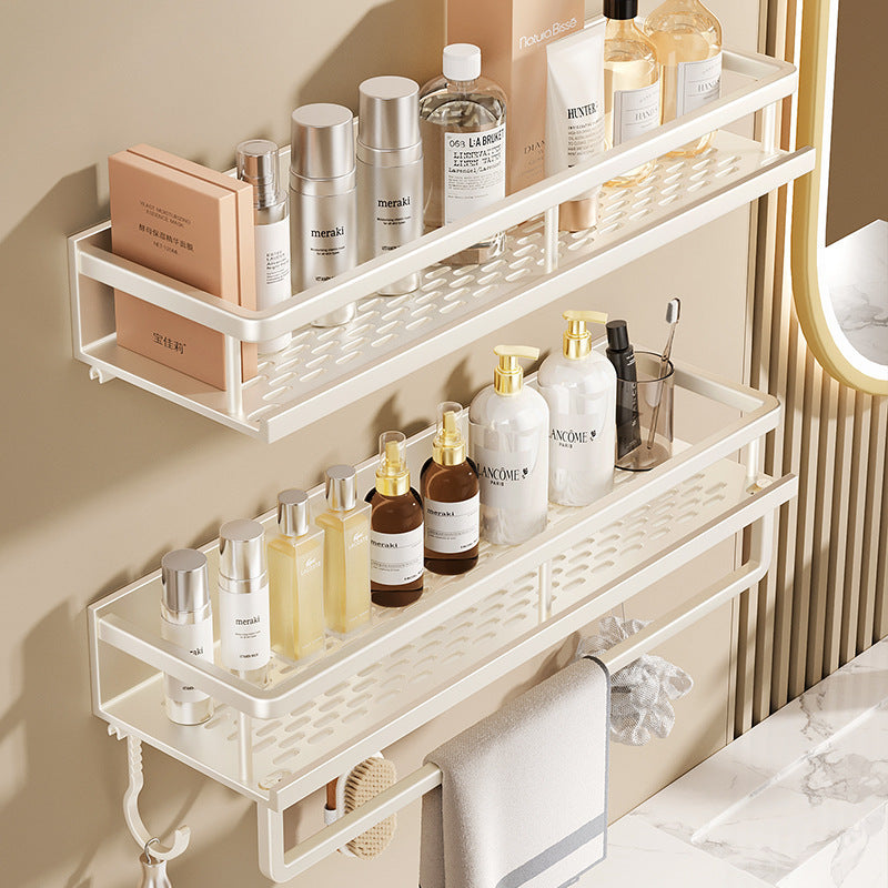Toilet Milk White Shelf No Punching Bathroom Toilet Wash Table Wall Storage Rack Wall Mounted Shelf