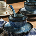 Personalized ceramic tableware set for home and restaurant: stylish retro ceramic shallow dishes and soup bowls, perfect for single servings
