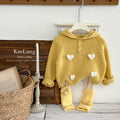 Girls' outfit set -  autumn/winter collection: stylish heart-hooded sweater (yellow top) & bow-tie leggings two-piece set