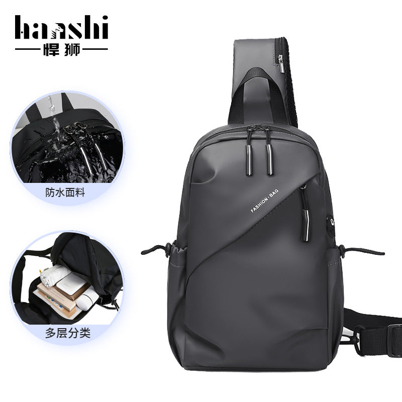 Fashion Men's Crossbody Bag Premium Casual Travel Women's Chest Bag Oxford Cloth Small Backpack Waterproof and Wear-resistant Chest Bag