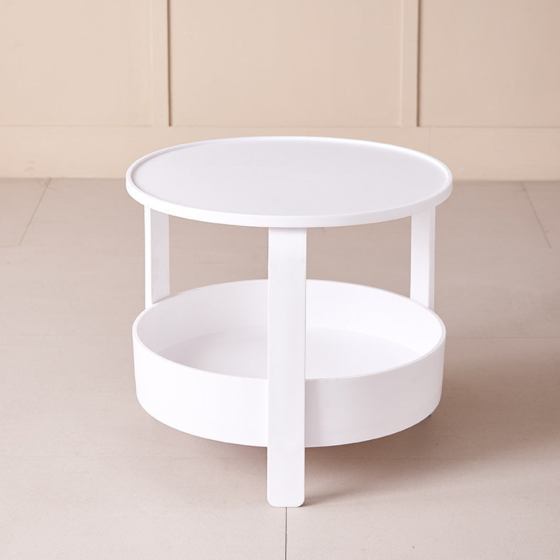 Scandinaviancasual plastic double-layered small round table living room sofa side table for home creative coffee table corner table storage rack