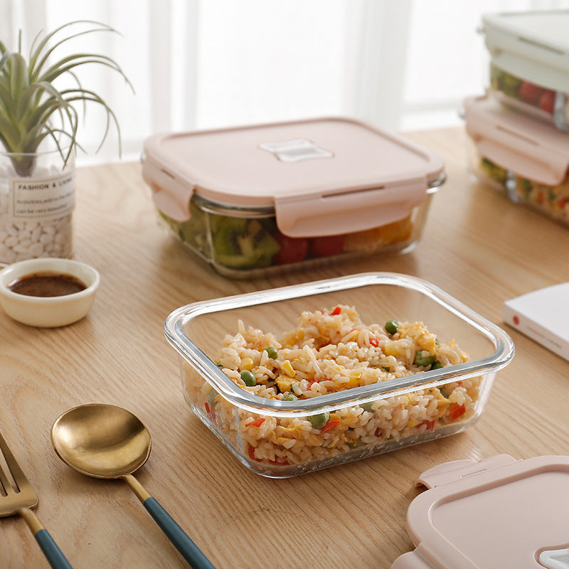Glass lunch box microwave heating bento separation high value fresh-keeping box wholesale student office workers large capacity bento