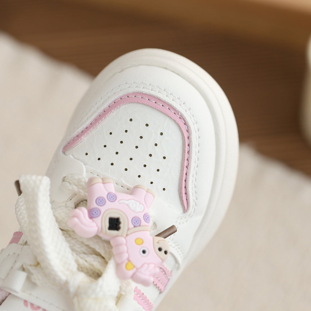 Girls' cartoon sneakers,  spring/autumn new collection, boys' lightweight athletic casual white shoes, baby first walking shoes