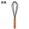 Factory in stock stainless steel handheld manual wooden handle egg whisk mixer 10inch silicone wire beech wood handle