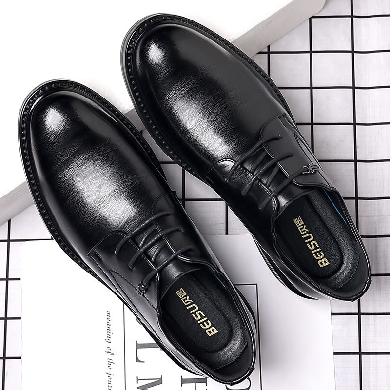 Men's leather dress shoes - soft leather, soft sole - live stream, business formal, youth casual, groomsmen, wedding shoes