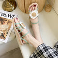 Women's summer 2024 outdoor wear student korean style slippers women's trendy fairy style flat heel chrysanthemum simple one-strap sandals