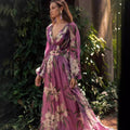 summer new arrival: women's printed dress for cross-border e-commerce, -ready v-neck long sleeve maxi dress