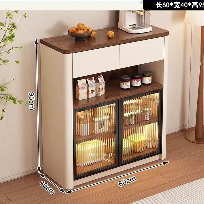 Medieval style sideboard changhong glass with lights for home restaurant tea storage cabinet cream style multifunctional water bar cabinet