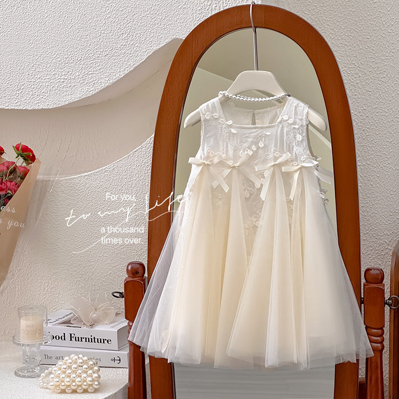 Girls' dress  summer new bow french tank dress princess gown