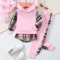 Children's long-sleeved plaid hooded suit
