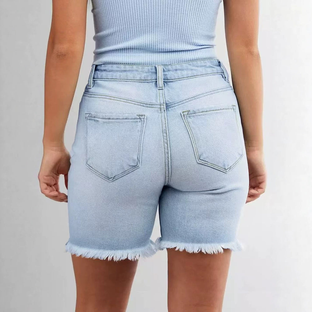 american summer hot jeans with frayed hem casualloose denim shorts y2k hot girl three-quarter pants