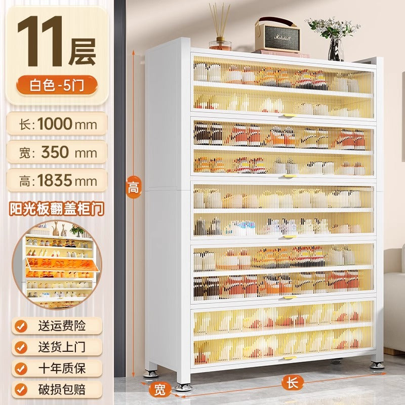 Steel shoe cabinet for home entrance storage cabinet all-in-one dust-proof large capacity multi-layer storage shoe rack flip-up door storage cabinet
